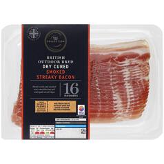 M&S Select Farms 16 Dry Cured Smoked Streaky Bacon Rashers 240g