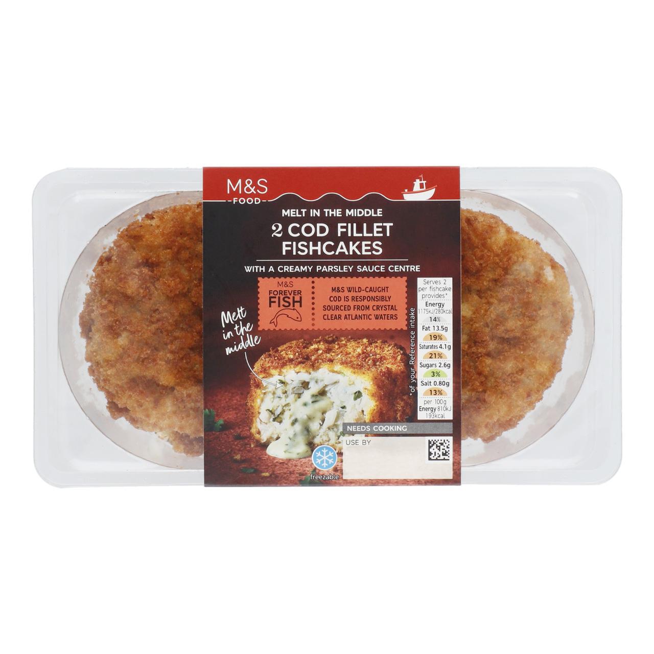 M&S Melt in the Middle Cod Fillet Fishcakes with Parsley Sauce 290g