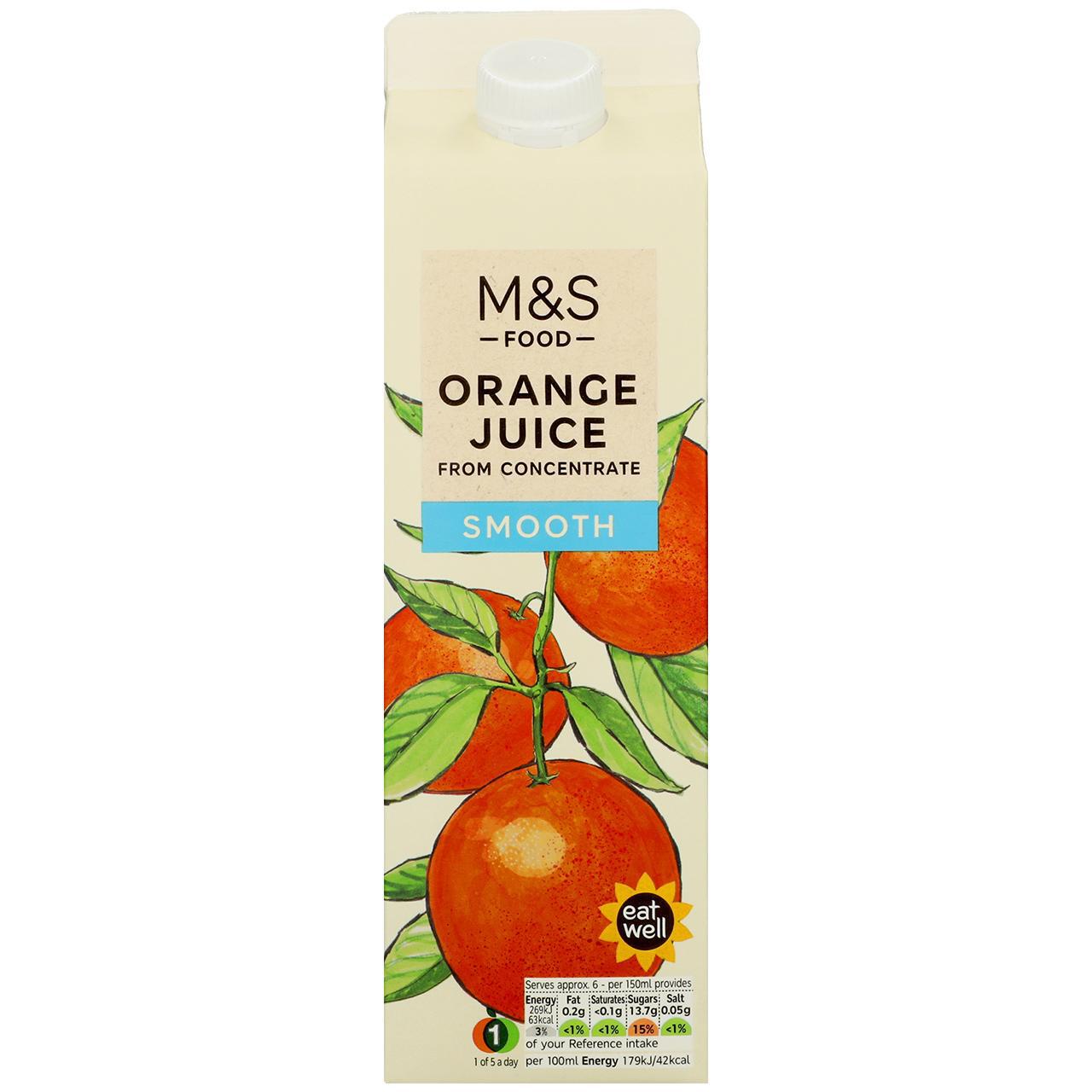 M&S Smooth Orange Juice From Concentrate 1l