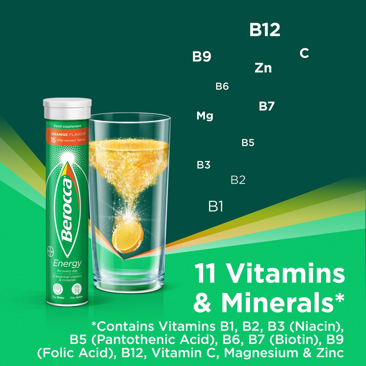 Berocca Orange Energy Vitamin Effervescent Tablets 15 per pack
