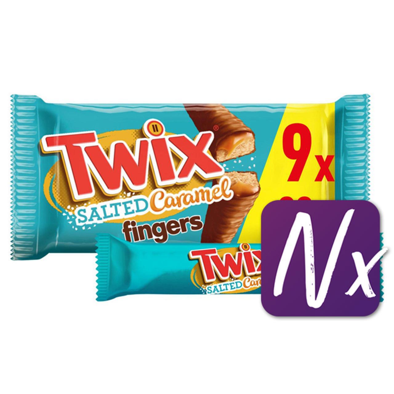 Twix Salted Caramel & Milk Chocolate Fingers Biscuit Snack Bars Multipack 9 x 20g