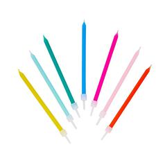 Rainbow Birthday Candles with Holders 16 per pack