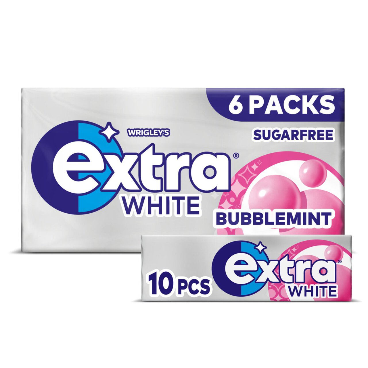 Extra White Bubblemint Sugarfree Chewing Gum Multipack 6x10 Pieces 6 per pack