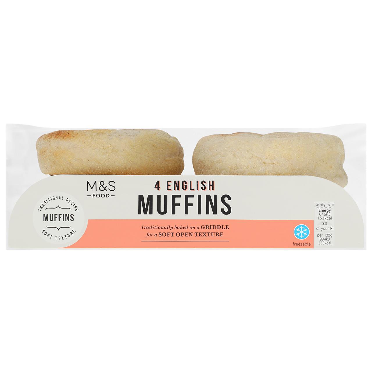M&S 4 English Muffins 4 per pack