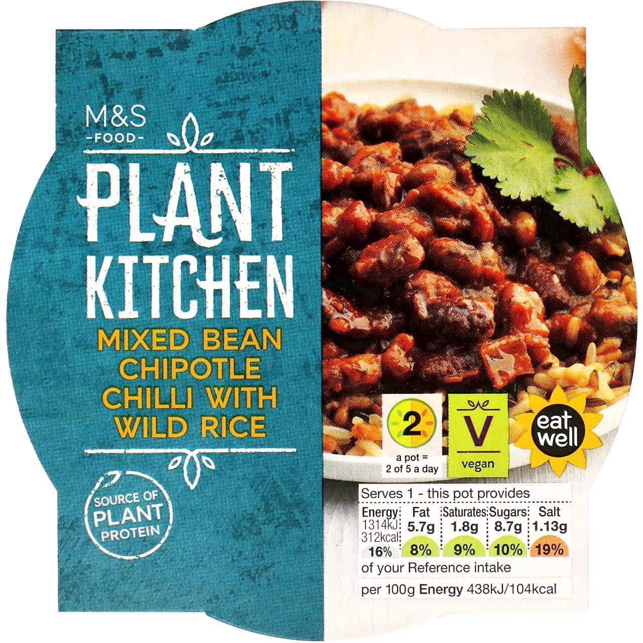 M&S Plant Kitchen Mixed Bean Chilli with Rice 300g