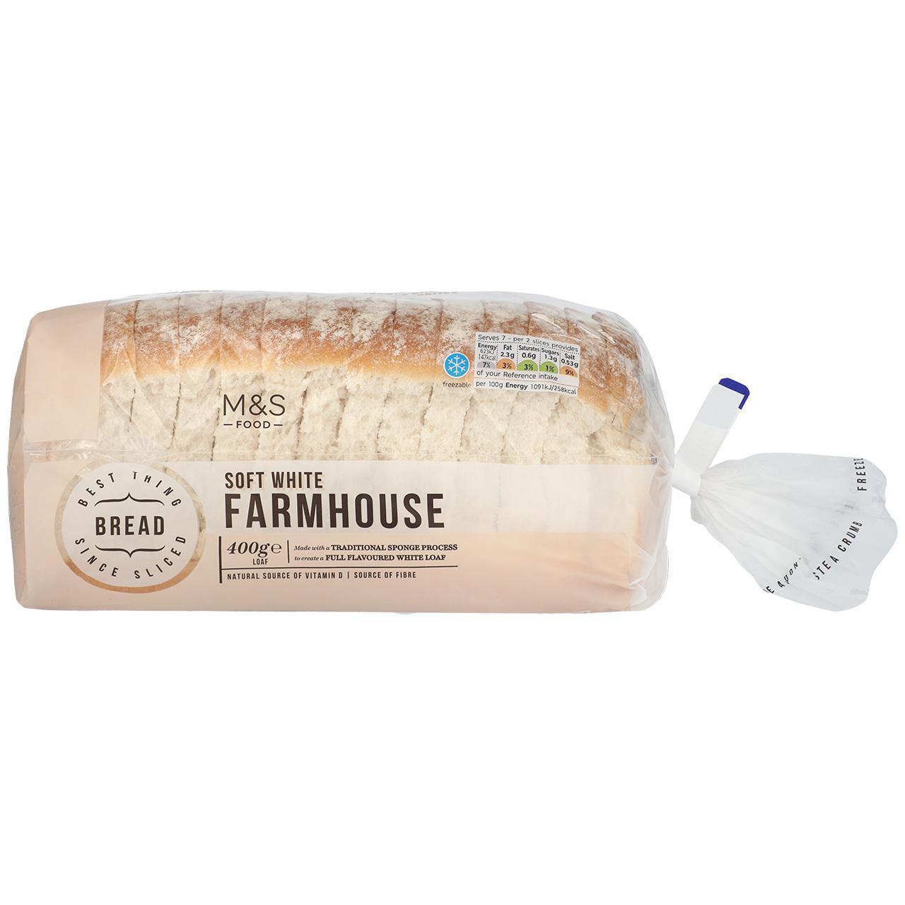 M&s Soft White Farmhouse Bread Loaf 400g 