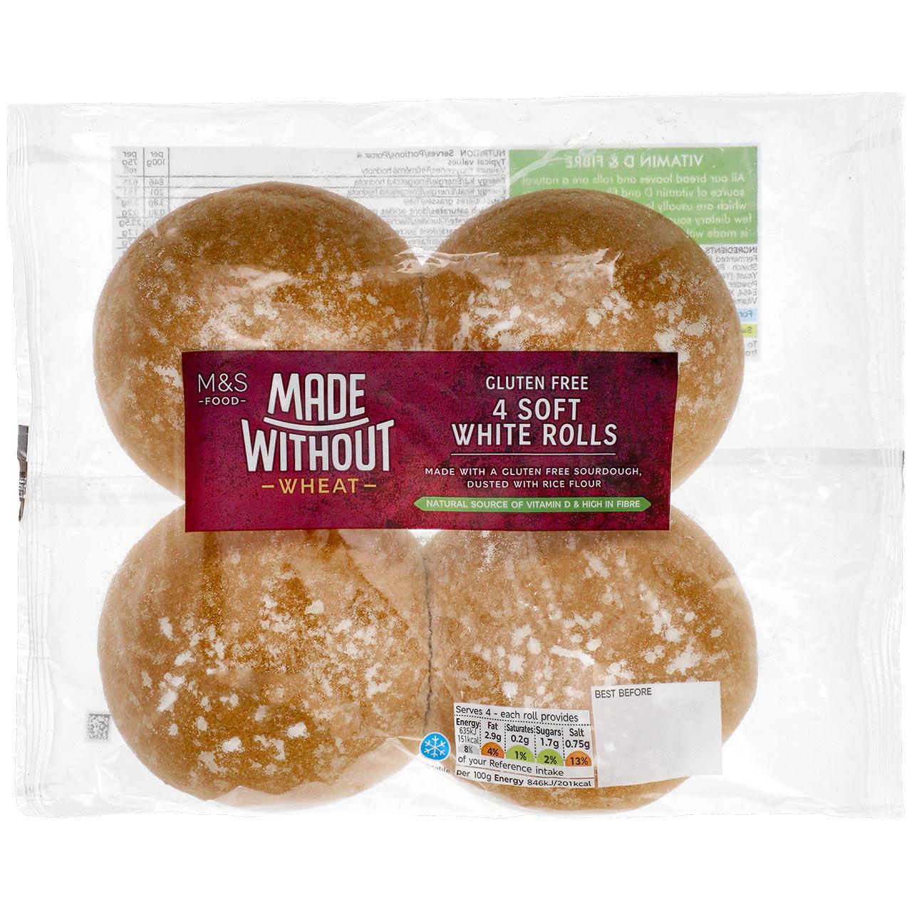 M&S Made Without Soft White Rolls 4 per pack