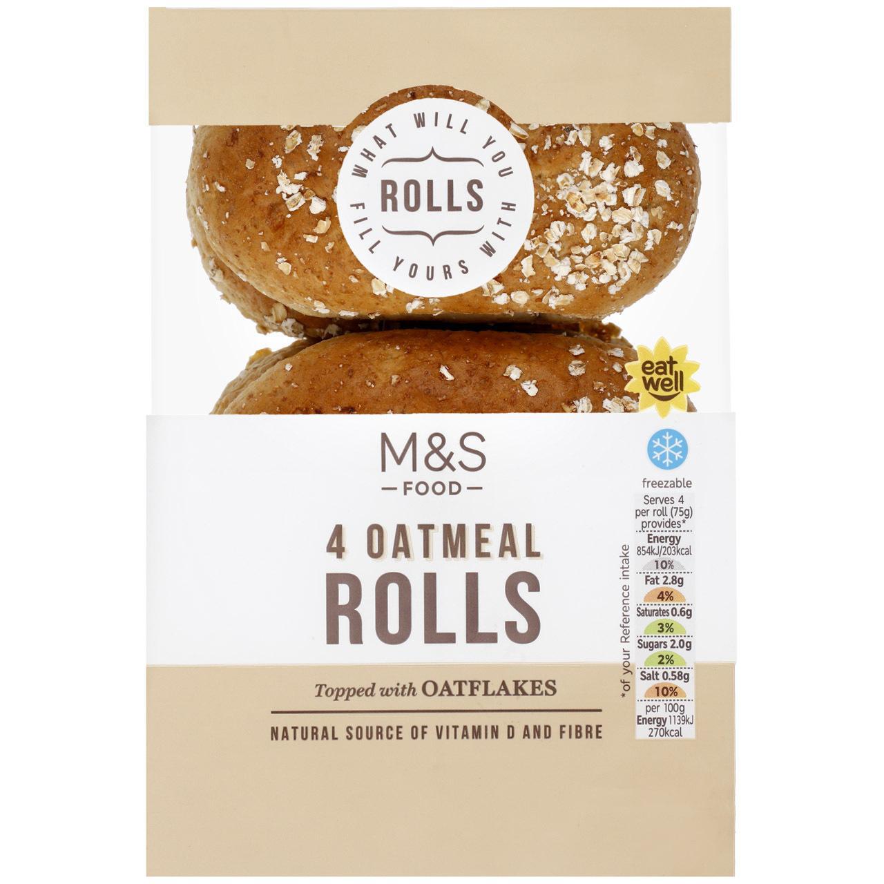 M&S 4 Oatmeal Rolls 4 per pack