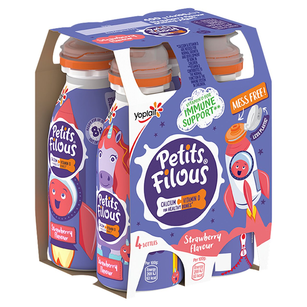 Petits Filous Kids Strawberry Yoghurt Drink 4 x 100g