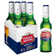 Stella Artois Alcohol Free Premium Lager Beer Bottles 4 x 330ml