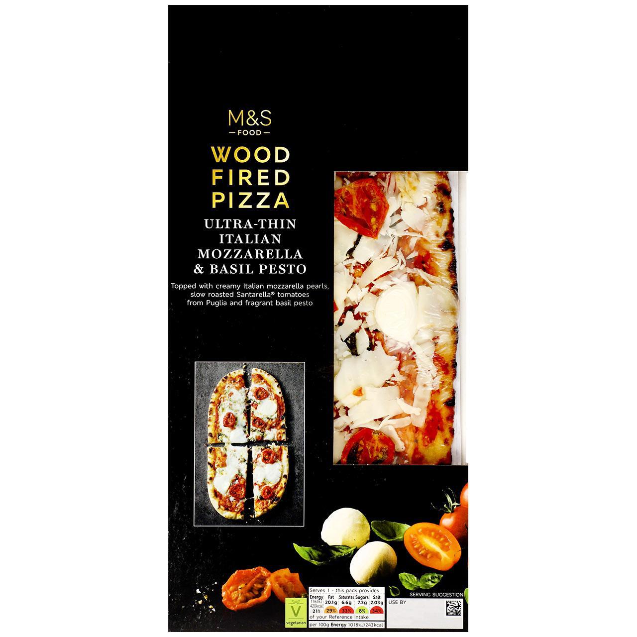 M&S Ultra Thin Wood Fired Pizza with Italian Mozzarella & Pesto 173g