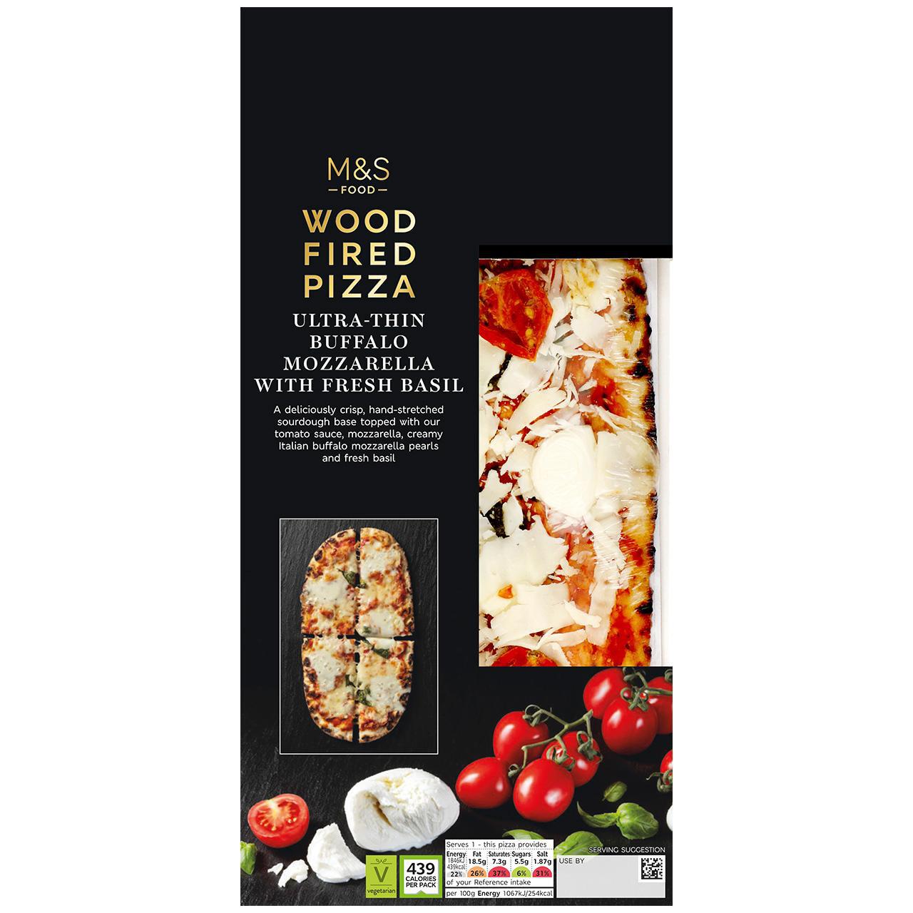 M&S Ultra Thin Wood Fired Pizza with Buffalo Mozzarella with Fresh Basil 173g