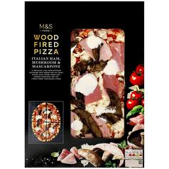 M&S Wood Fired Pizza with Italian Ham, Mushroom & Mascarpone 466g
