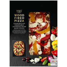 M&S Wood Fired Pizza with Chargrilled Vegetable Antipasti with Basil Pesto 477g