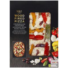 M&S Wood Fired Pizza with Chargrilled Vegetable Antipasti with Basil Pesto 477g