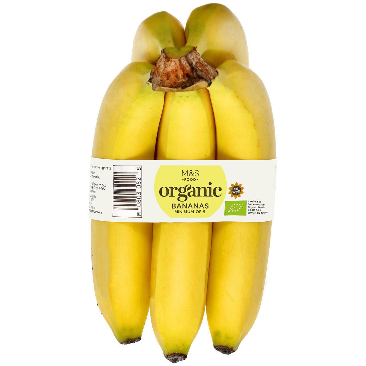 M&S Organic Bananas 6 per pack