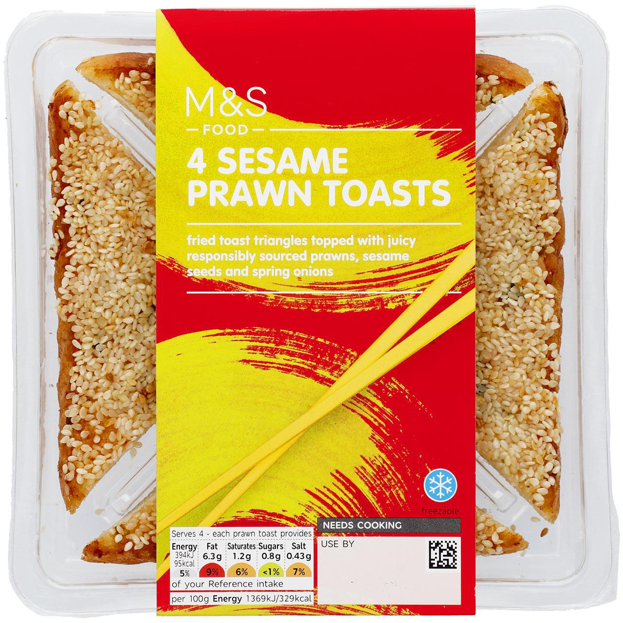 M&S 4 Sesame Prawn Toasts 115g