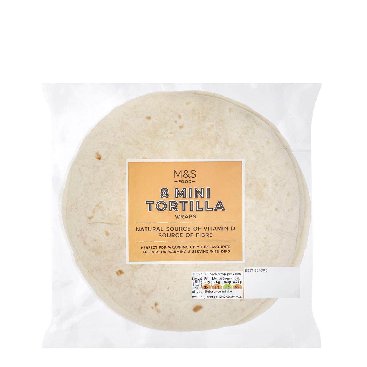 M&S Mini White Tortilla Wraps 8 per pack