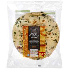 M&S 2 Large Garlic & Coriander Naans 2 per pack