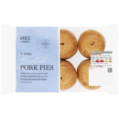 M&S 6 Mini British Cured Pork Pies 300g