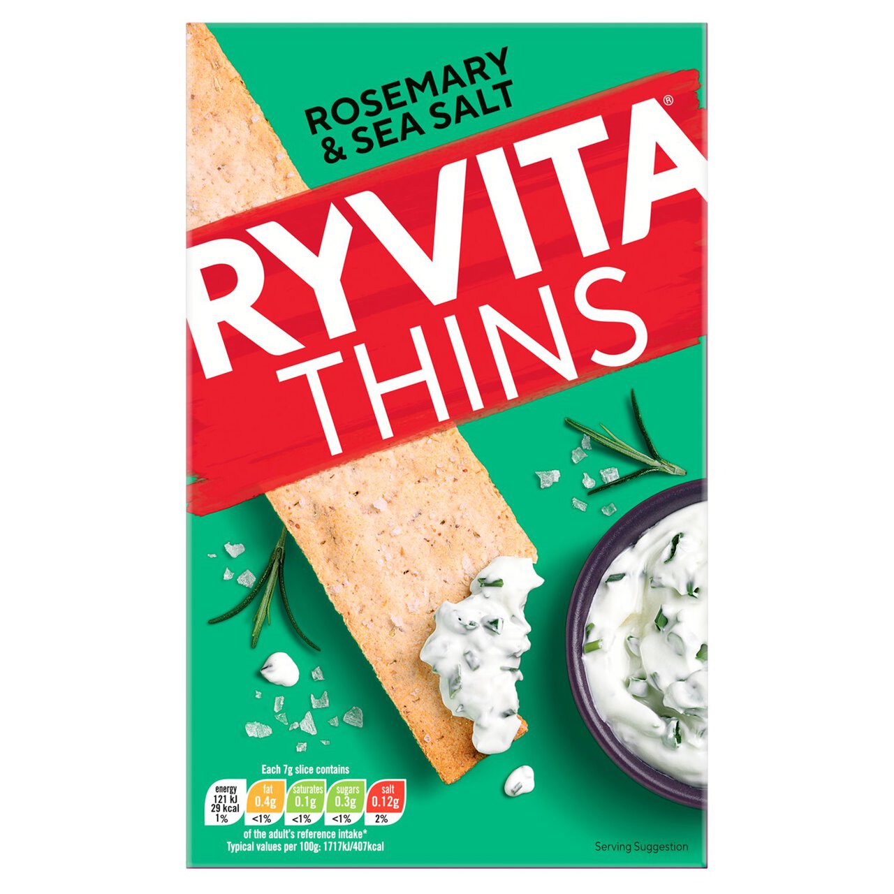 Ryvita Thins Rosemary & Sea Salt Flatbread Crackers 125g