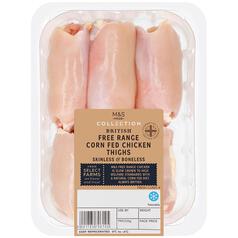 M&S Select Farms Free Range Chicken Thighs Skinless & Boneless Typically: 400g