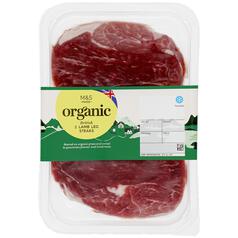 M&S Organic British 2 Lamb Leg Steaks Typically: 300g