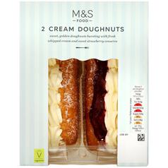 M&S 2 Cream & Strawberry Jam Doughnuts 2 x 70g