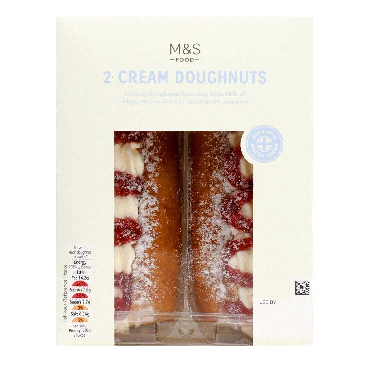 M&S 2 Cream & Strawberry Jam Doughnuts 148g
