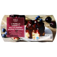 M&S Sponge Puddings with Morello Cherry & Blueberry 2 x 100g