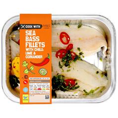 Cook With M&S 2 Sea Bass Fillets with Chilli, Lime & Coriander 215g