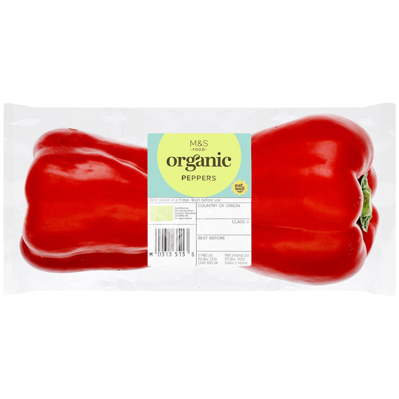 M&S Organic Peppers 2 per pack
