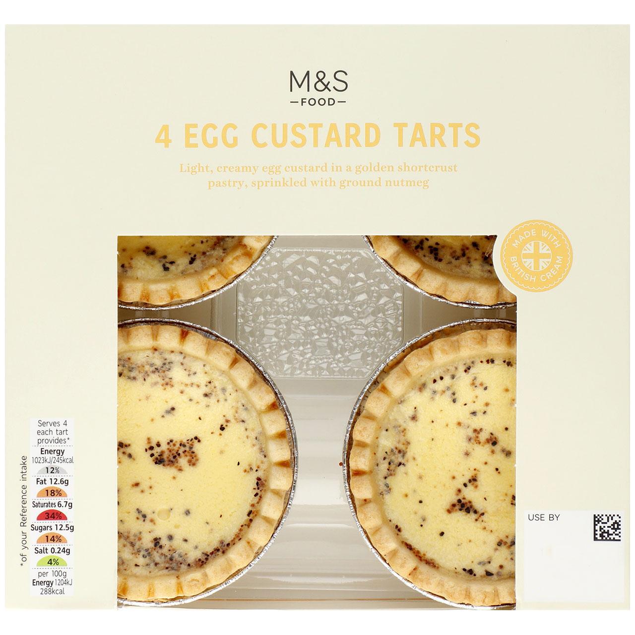 M&S 4 Egg Custard Tarts 4 per pack