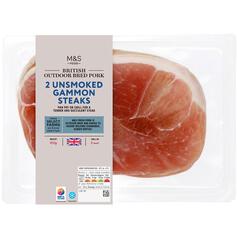 M&S Select Farms 2 British Outdoor Bred Gammon Steaks Unsmoked 400g