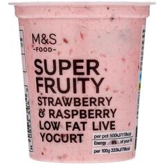 M&S Super Fruity Low Fat Live Yogurt Strawberry & Raspberry 150g
