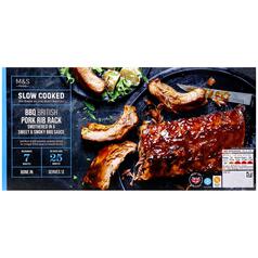 M&S Slow Cooked BBQ Pork Rib Rack with a BBQ Sauce 615g