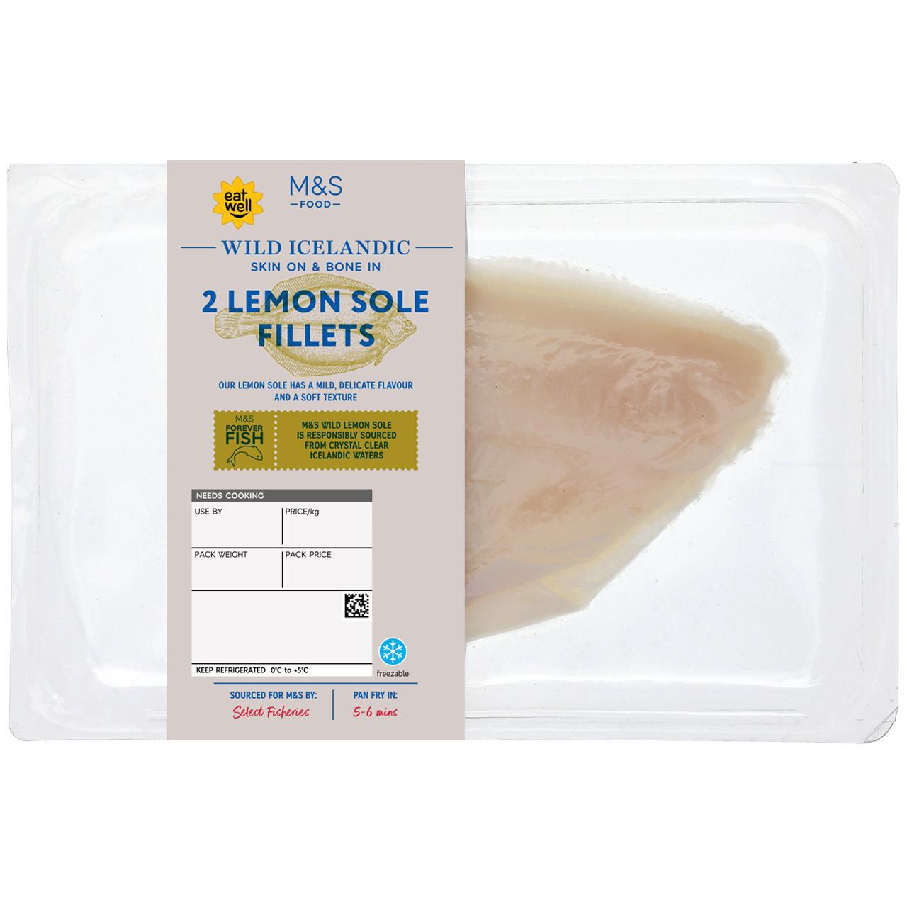 M&S Collection Icelandic 2 Lemon Sole Fillets Typically: 235g