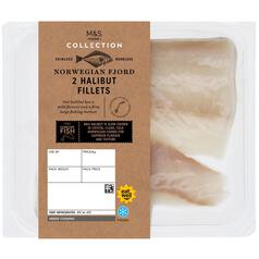 M&S Collection Norwegian Fjord 2 Halibut Fillets Typically: 222g