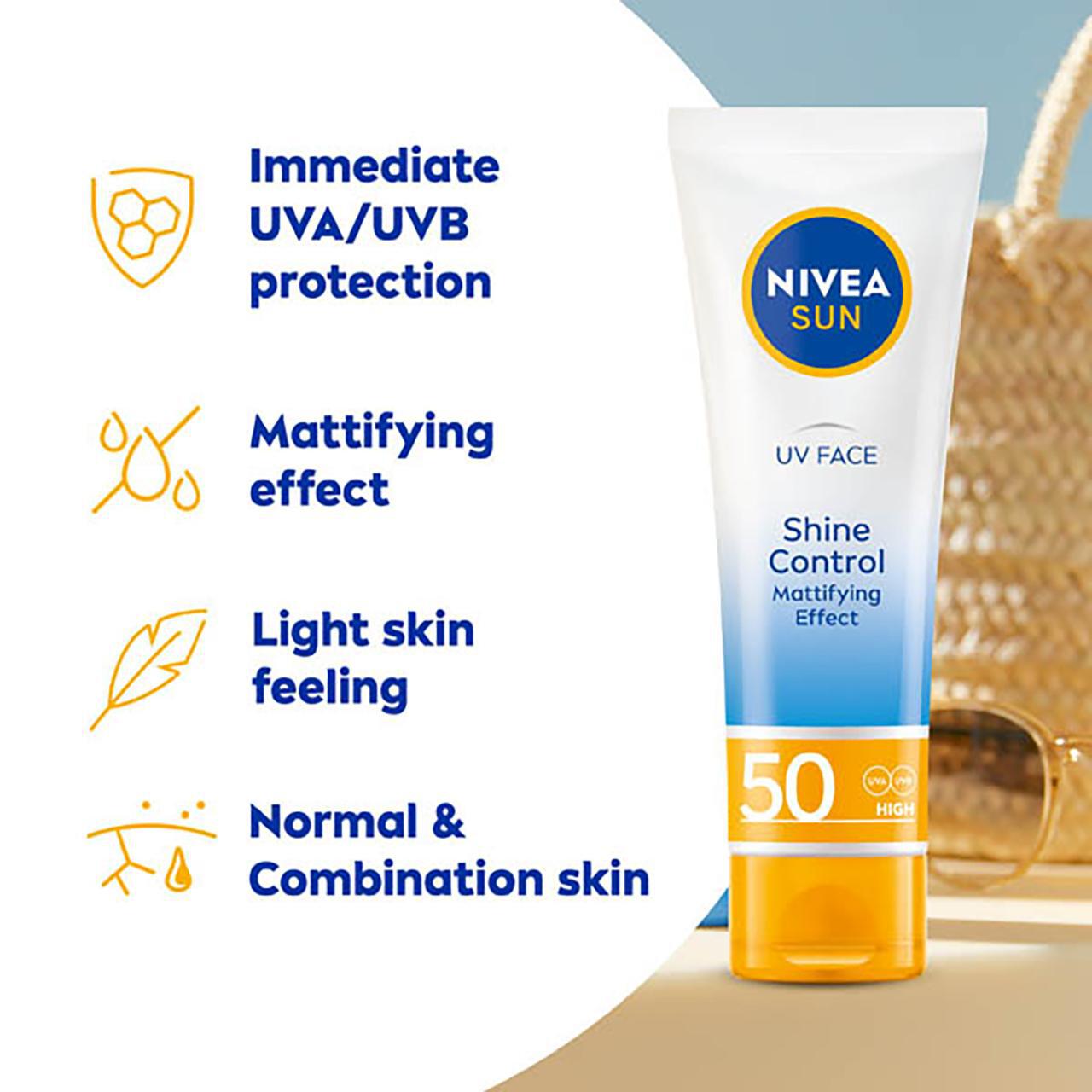 HERE IS WHY YOU NEED TO BUY NIVEA SHINE CONTROL MATTIFYING SPF 50 + UVA  DRUGSTORE SUNSCREEN 