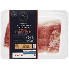 M&S British Outdoor Bred Dry Cured Smoked Streaky Bacon Thin & Crispy 180g