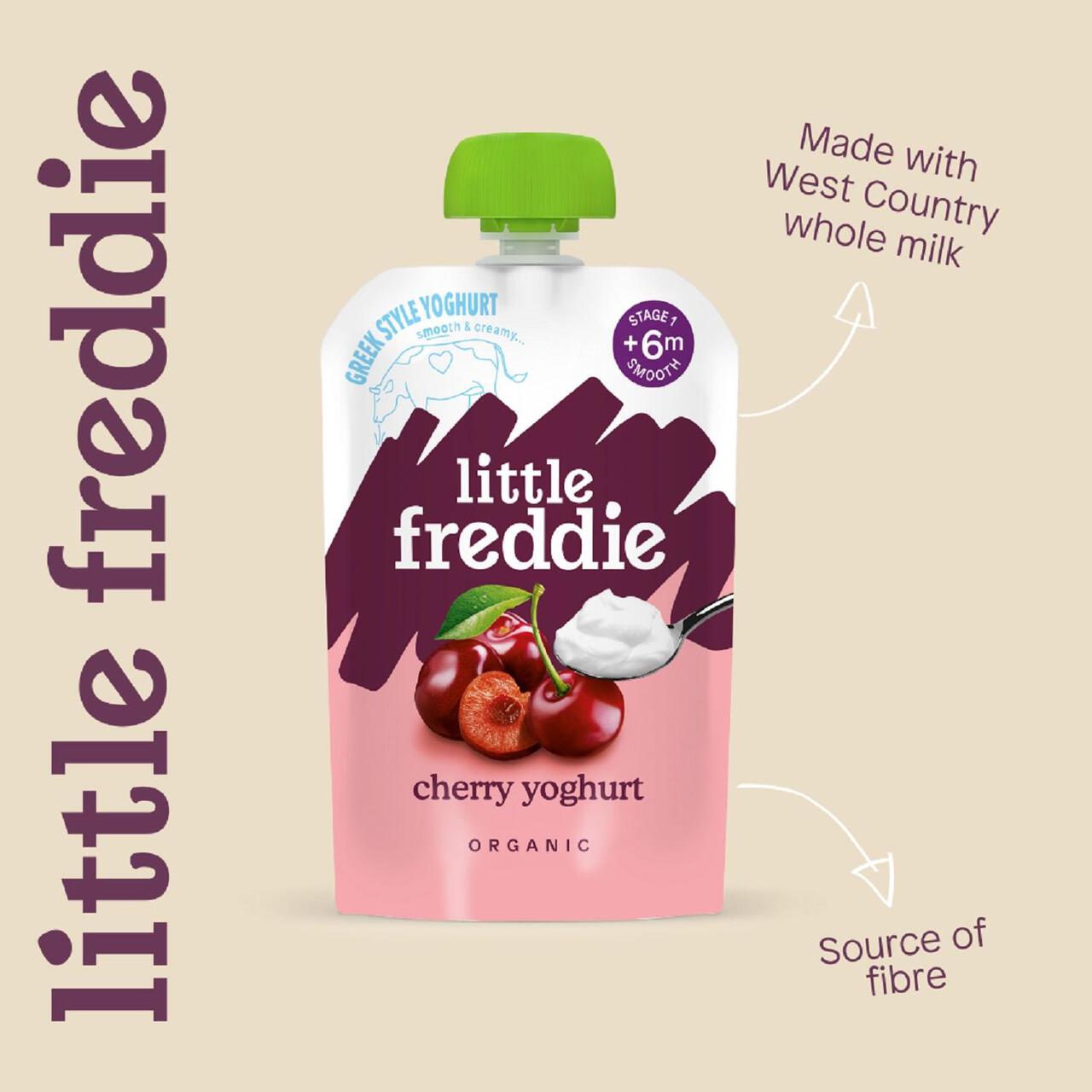 Little Freddie Cherry with Greek Style Yoghurt Organic Pouch, 6 mths+ 100g