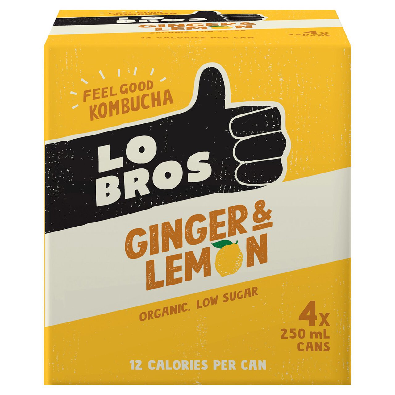 Lo Bros Kombucha Ginger & Lemon Low Sugar Multipack 4 x 250ml