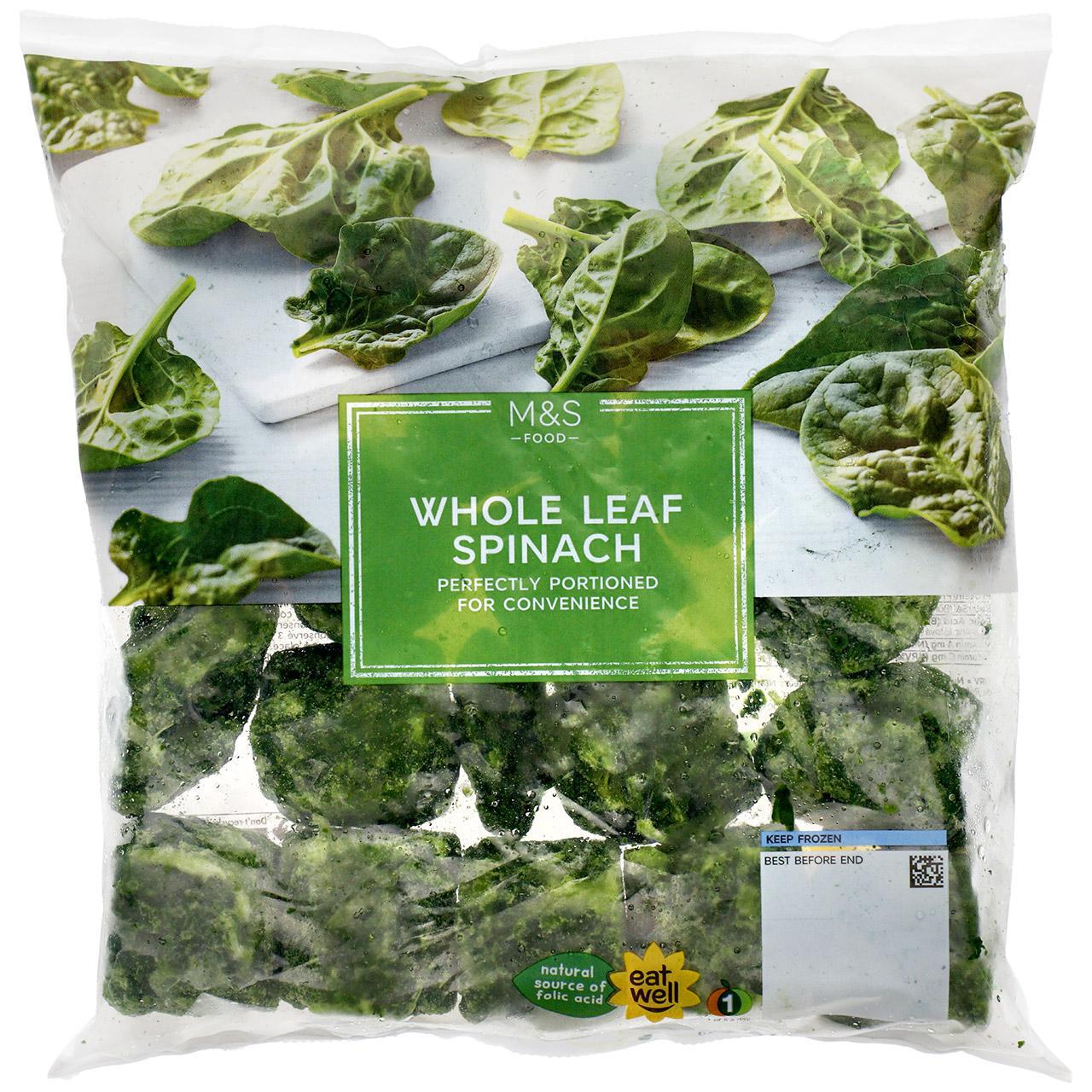 M&S Whole Leaf Spinach Frozen 750g