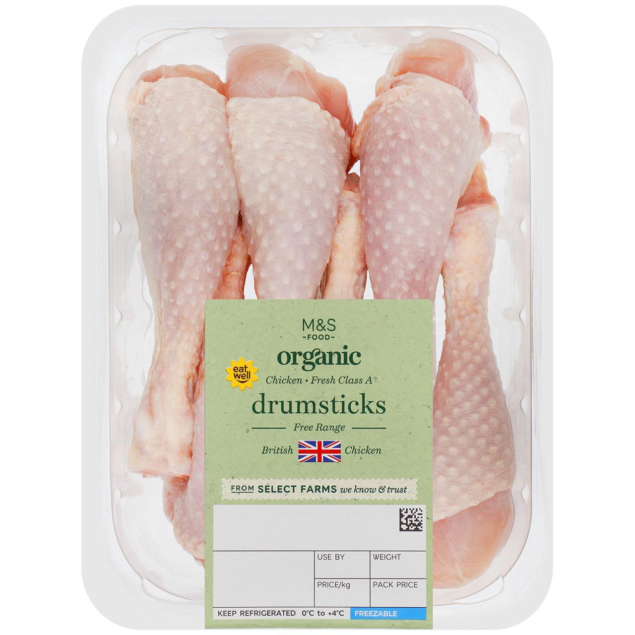 M&S Organic British Chicken Drumsticks Typically: 500g