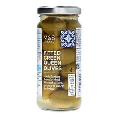 M&S Pitted Green Queen Olives 225g