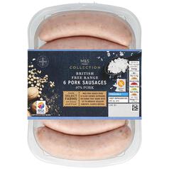 M&S Select Farms British 6 Free Range Pork Sausages 400g