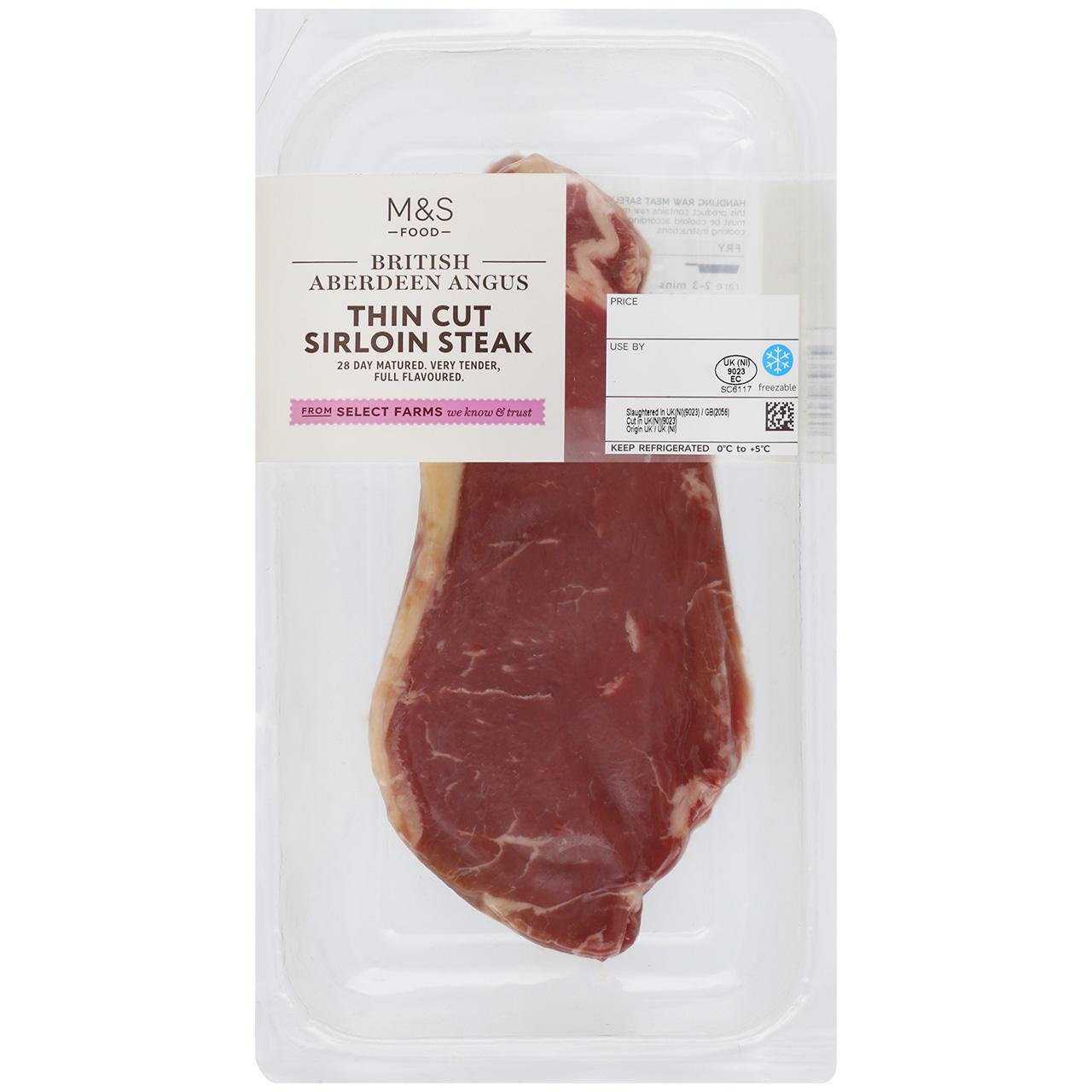 M&S Thin Cut Aberdeen Angus Sirloin Steak 150g