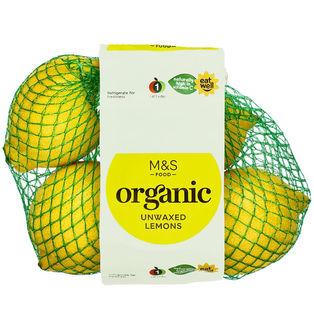 M&S Organic Unwaxed Lemons 4 per pack