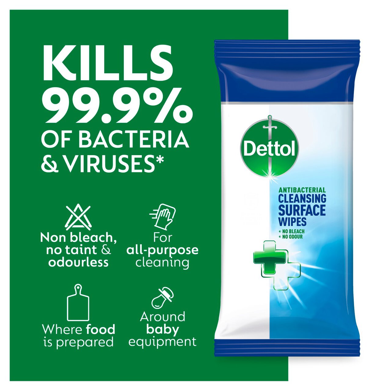 Dettol Antibacterial Multi Surface Cleaning Wipes 72 per pack