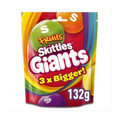 Skittles Giants Vegan Chewy Sweets Fruit Flavoured  Pouch Bag 132g